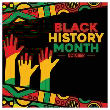 Several hands in Pan-African colors. Black History Month pattern background. Black History Month concept. Flat illustration. vector