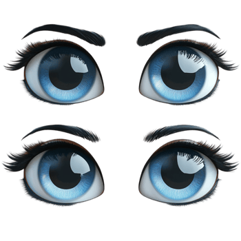 Set of Four blue Colored Eyes on Clear Background png