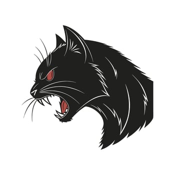 A black cat with red eyes and open mouth vector