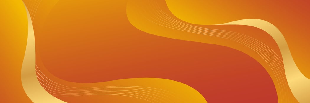 Orange gradient luxury banner background with gold lines. Abstract wave background vector