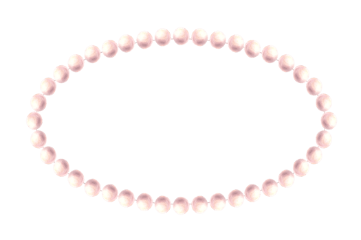 Pearl oval frame. Watercolor hand drawn illustration. Elegant rose pink coloured pearly necklace. Coquette girl, ladies style for greeting, wedding, birthday card, label. Isolated from background png