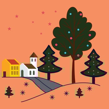 Background with Christmas village vector