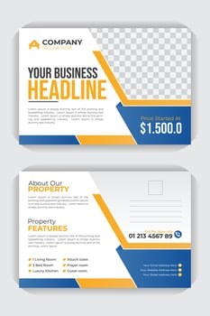 Corporate and modern EDDM postcard design template layout. Corporate Property sale postcard design, Landscape flyer editable template vector