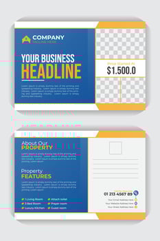 Landscape flyer or home sale postcard design, Creative modern corporate business postcard EDDM design template vector