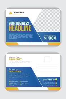 landscape layout postcard or EDDM template, Real estate property sale business flyer vector