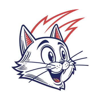 A cartoon cat with a lightning bolt coming out of its head vector