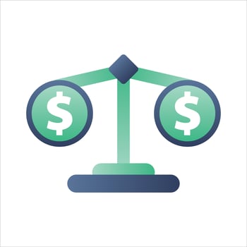 balanced with dollar coin modern minimalist finance icon vector