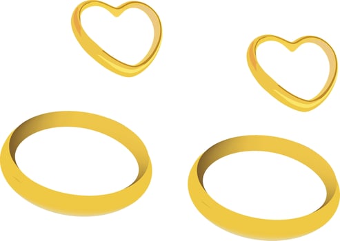 Golden rings and heart clip art vector