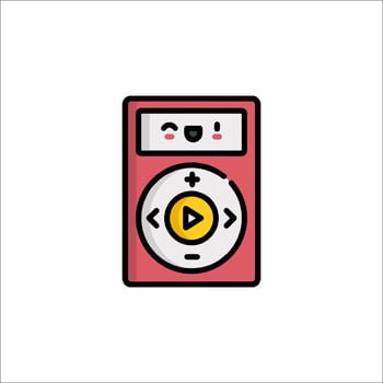A red mp3 player with a smiley face vector