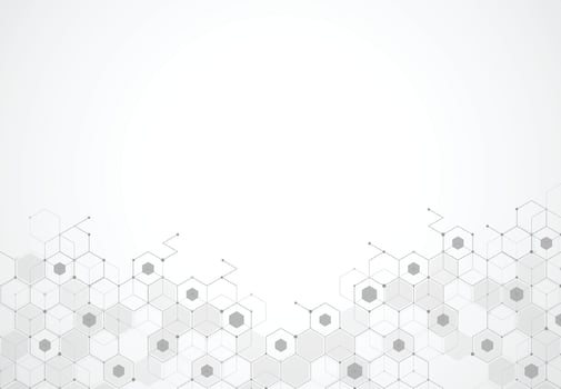 Abstract hexagonal molecular structures in technology background and science style. Medical design vector