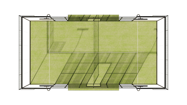 padel tennis green court top view illustration 3d rendering isolated on transparent background png