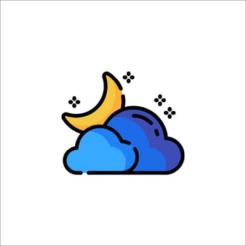 A blue and yellow cloud with a moon on it vector