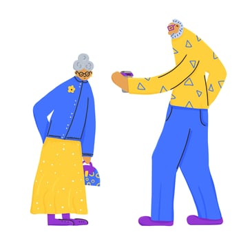 Group of old people isolated. illustration. vector
