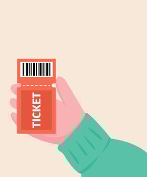 Illustration pov people holding ticket vector