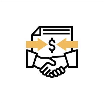 A handshake icon with a dollar sign vector