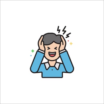 An illustration of a man with his hands on his head vector