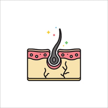 A hair on the skin icon vector