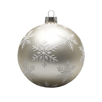 A gold christmas ball with white snowflakes on it png