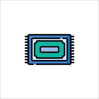 A computer chip icon on a white background vector