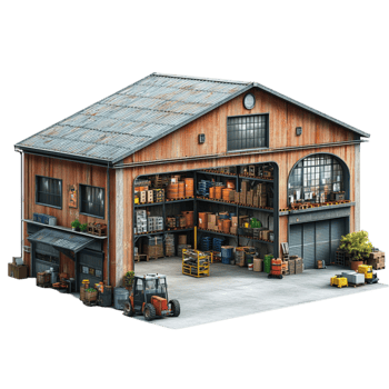 Industrial Warehouse with Truck png