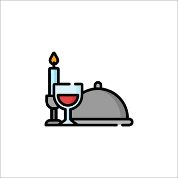 A cloche with a candle and a plate of food vector