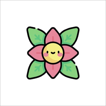 A cute flower with a smiley face on it vector