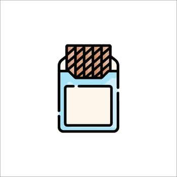 A jar with a piece of chocolate on it vector