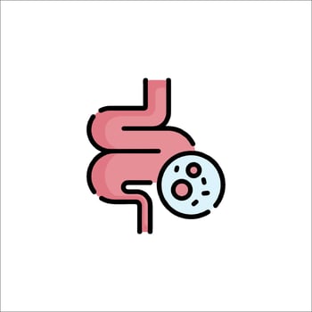 An illustration of a stomach with a piece of food vector