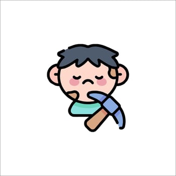 A cartoon boy with a hammer in his hand vector