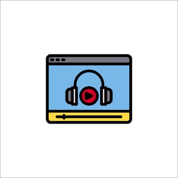 player icon with headphones vector