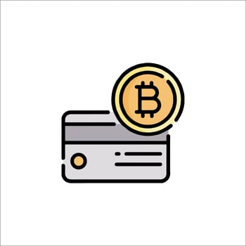 Bitcoin icon on credit card illustration vector