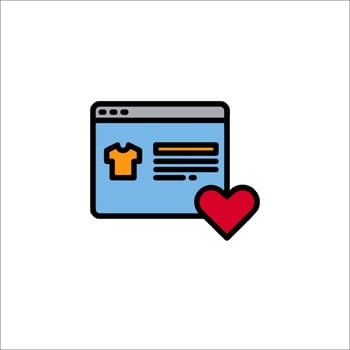 A web page with a heart and a shirt vector