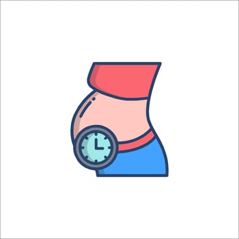 Pregnancy icon with clock illustration vector