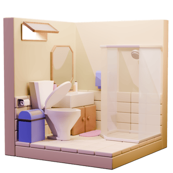 3D Bathroom with shower and toilet Design Decoration png
