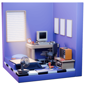 3D Retro Bedroom Design Decoration png