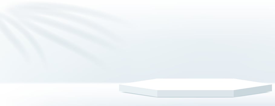 3d white hexagonal podium background for product display presentation vector