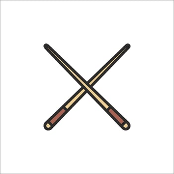 Two crossed sticks icon on white background vector