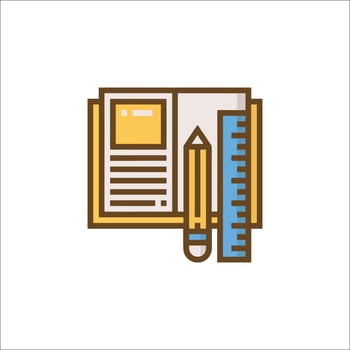 A book and pencil icon on a white background vector