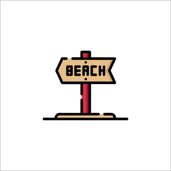 Beach sign icon illustration vector