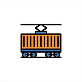A train icon with a cargo container on top vector