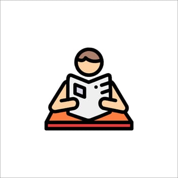 A man reading a book icon vector