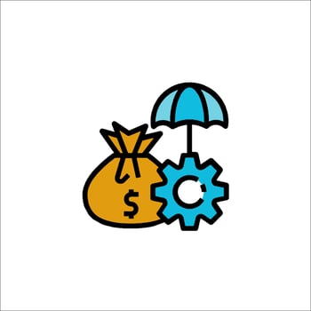 A money bag with an umbrella and gears vector