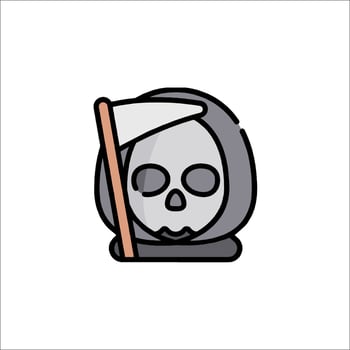 Grim reaper icon with a scythe and a hat vector