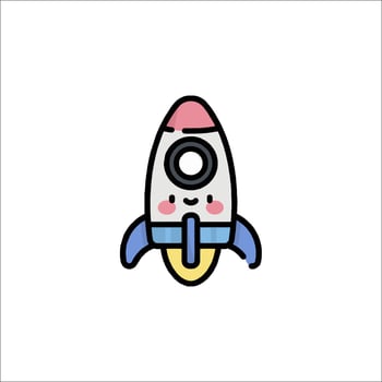 A cartoon rocket ship with a cute face vector
