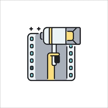 A hammer and a film reel icon vector
