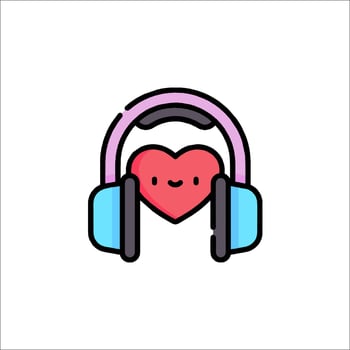 A heart with headphones on it vector