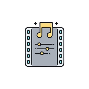 A music note and a film strip icon vector