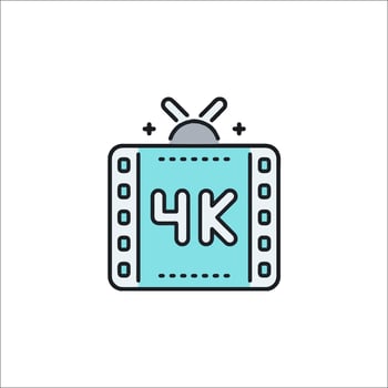 4k film icon, illustration vector
