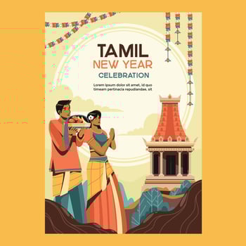 Couple Celebrating Tamil New Year A Joyous Tradition vector