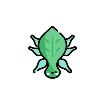 A cartoon green bug with a face and legs vector